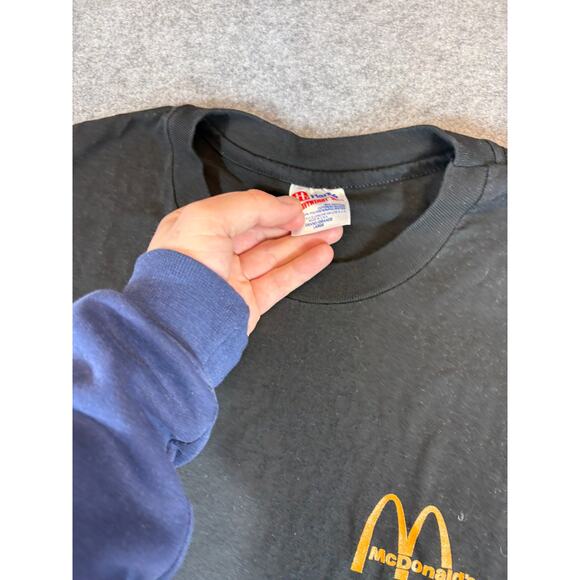 Vintage 90s McDonalds Employee Uniform Company Work Shirt Mens Large Black Retro - Picture 3 of 7